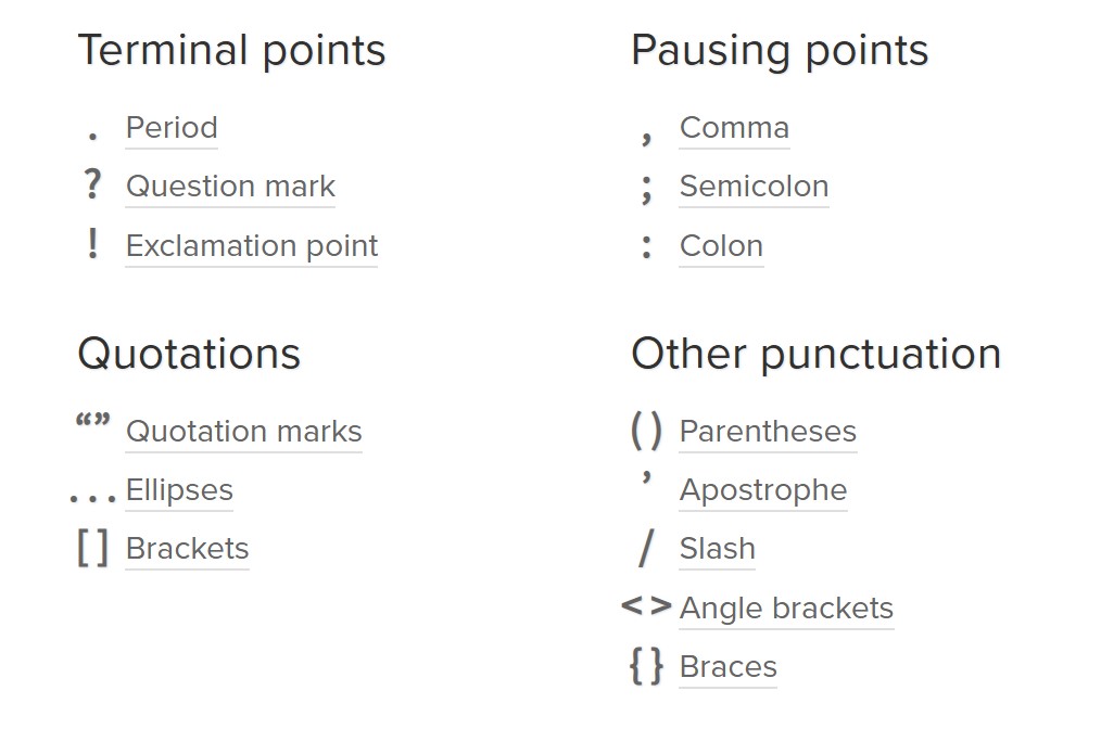 IB English Punctuations