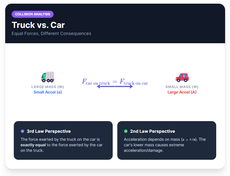 Big Truck and Small Car Collision Forces